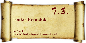 Tomko Benedek névjegykártya